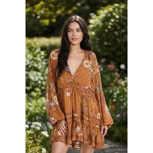 Free People Rust Floral Mini Dress